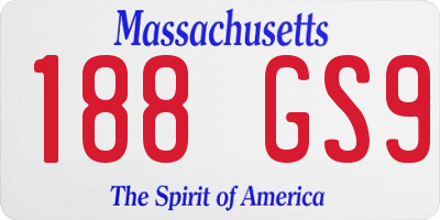 MA license plate 188GS9