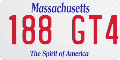 MA license plate 188GT4