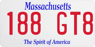 MA license plate 188GT8