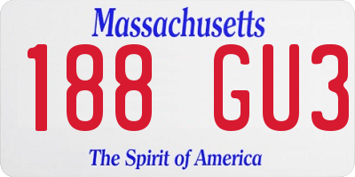 MA license plate 188GU3