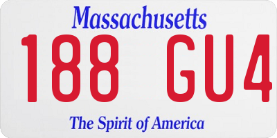 MA license plate 188GU4