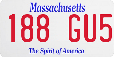 MA license plate 188GU5