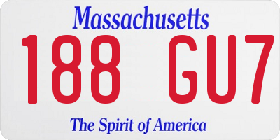 MA license plate 188GU7