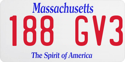 MA license plate 188GV3
