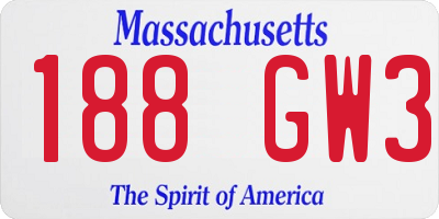 MA license plate 188GW3