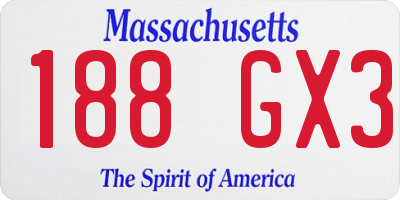 MA license plate 188GX3