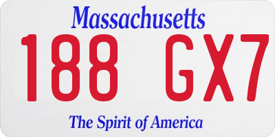 MA license plate 188GX7