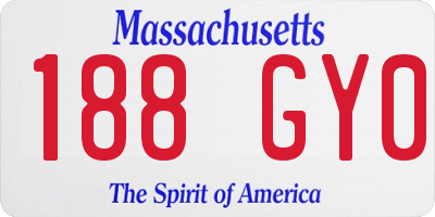 MA license plate 188GY0