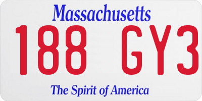MA license plate 188GY3