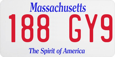 MA license plate 188GY9