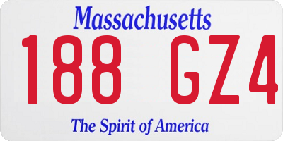 MA license plate 188GZ4