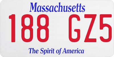 MA license plate 188GZ5