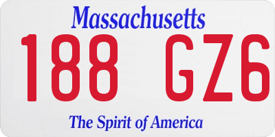 MA license plate 188GZ6