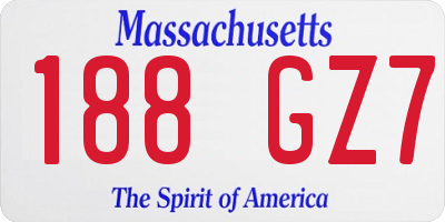 MA license plate 188GZ7