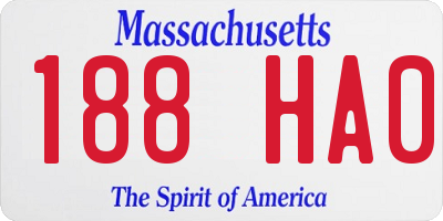 MA license plate 188HA0