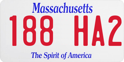 MA license plate 188HA2
