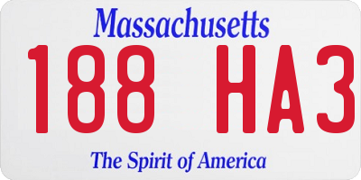 MA license plate 188HA3