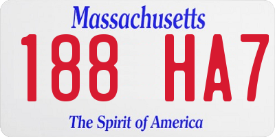 MA license plate 188HA7