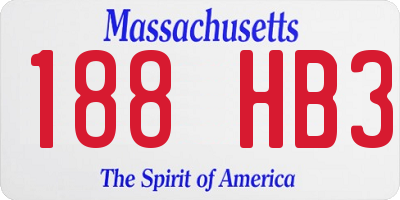 MA license plate 188HB3
