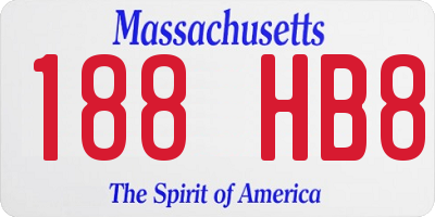 MA license plate 188HB8