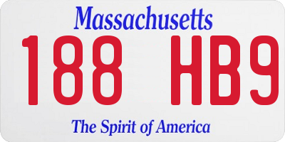 MA license plate 188HB9