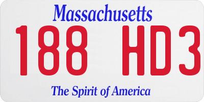 MA license plate 188HD3