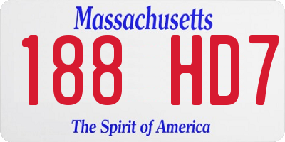 MA license plate 188HD7
