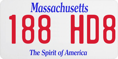 MA license plate 188HD8