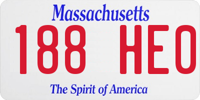 MA license plate 188HE0