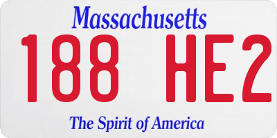 MA license plate 188HE2