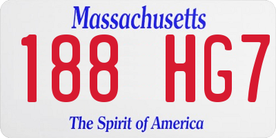 MA license plate 188HG7