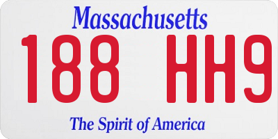 MA license plate 188HH9