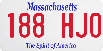 MA license plate 188HJ0