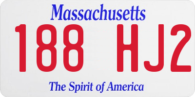 MA license plate 188HJ2