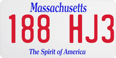 MA license plate 188HJ3