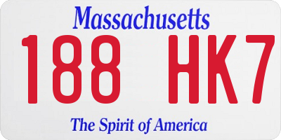 MA license plate 188HK7