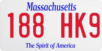 MA license plate 188HK9