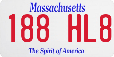 MA license plate 188HL8