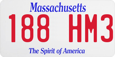 MA license plate 188HM3