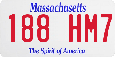 MA license plate 188HM7