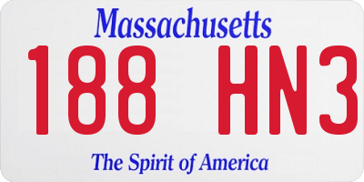 MA license plate 188HN3