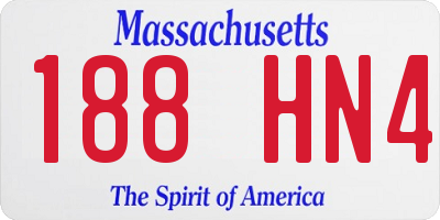 MA license plate 188HN4