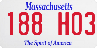 MA license plate 188HO3