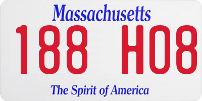 MA license plate 188HO8