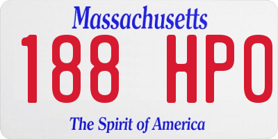 MA license plate 188HP0