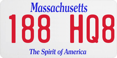 MA license plate 188HQ8