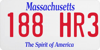 MA license plate 188HR3