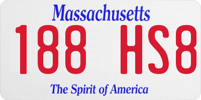 MA license plate 188HS8