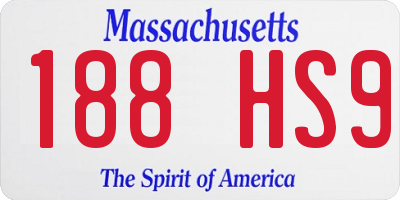 MA license plate 188HS9