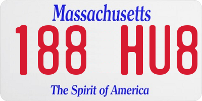 MA license plate 188HU8